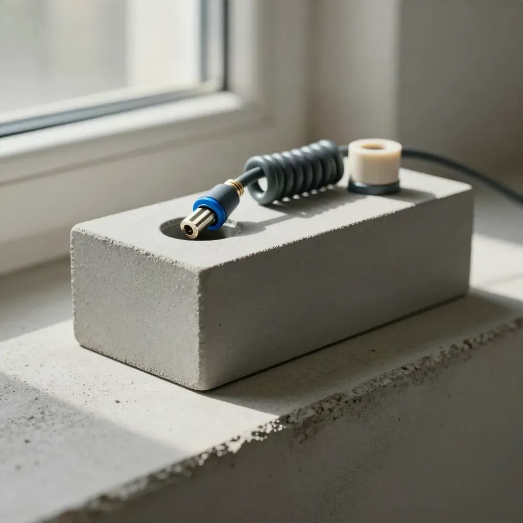 Macro of a proxy starter kit on concrete with blue accent and soft dust